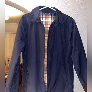 NAVY BLUE PLAID LINED JACKET